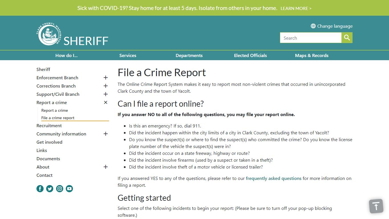 File a Crime Report | Clark County